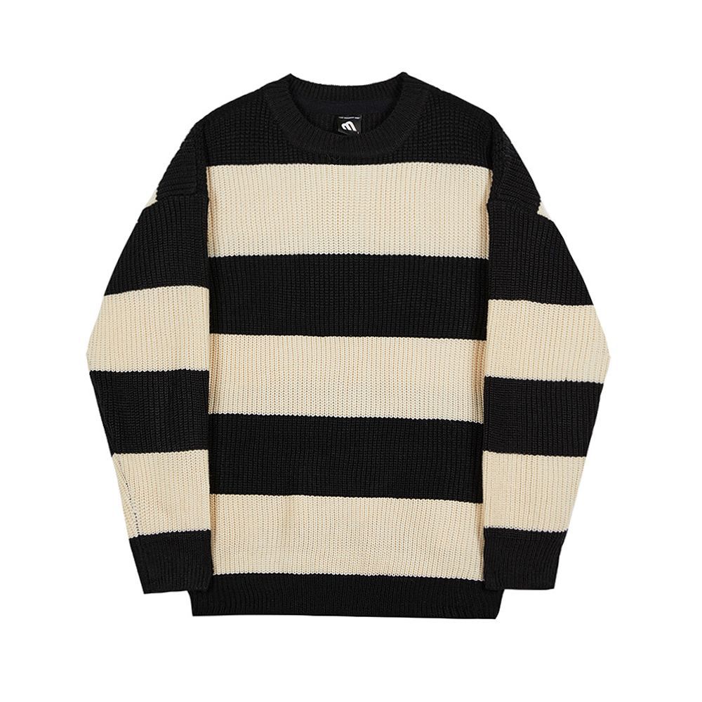 Striped Crewneck Sweater Men's Style Loose And Lazy Wind