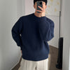 Round Neck Sweater For Men With Solid Color Base And Inner Layer Knit Shirt